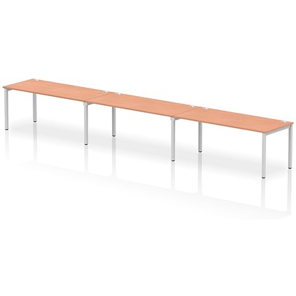 Impulse Bench Single Row 3 Person 1800 Silver Frame Office Bench Desk Beech