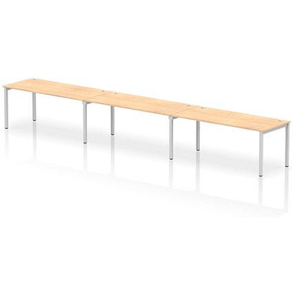 Impulse Bench Single Row 3 Person 1800 Silver Frame Office Bench Desk Maple