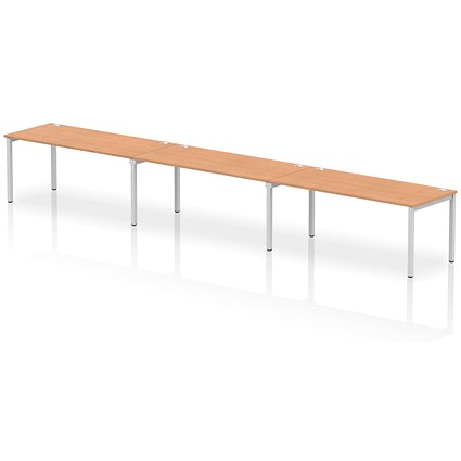 Impulse Bench Single Row 3 Person 1800 Silver Frame Office Bench Desk Oak