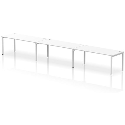 Impulse Bench Single Row 3 Person 1800 Silver Frame Office Bench Desk White