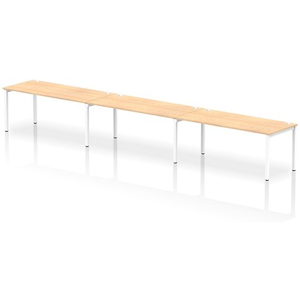 Impulse Bench Single Row 3 Person 1800 White Frame Office Bench Desk Maple