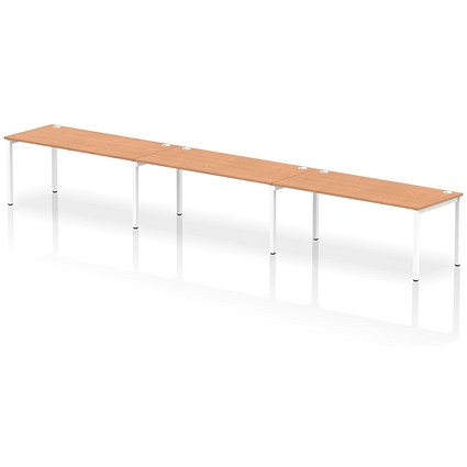 Impulse Bench Single Row 3 Person 1800 White Frame Office Bench Desk Oak