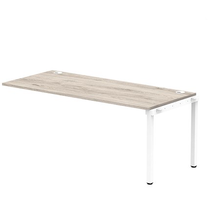 Impulse Bench Single Row Ext Kit 1800 White Frame Office Bench Desk Grey Oak