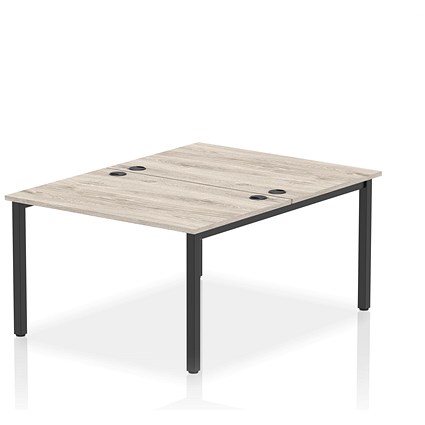 Impulse Bench B2B 2 Person 1200 Black Frame Office Bench Desk Grey Oak