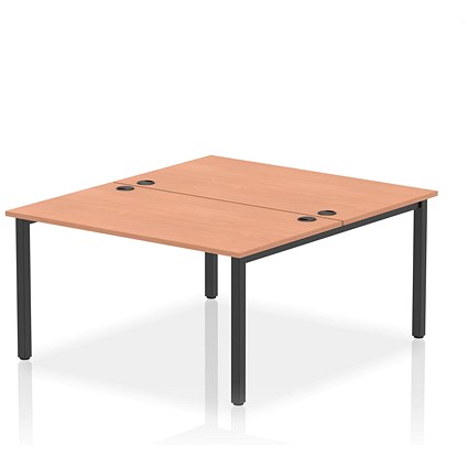 Impulse Bench B2B 2 Person 1400 Black Frame Office Bench Desk Beech