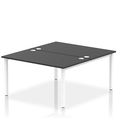 Impulse Bench B2B 2 Person 1400 White Frame Office Bench Desk Black