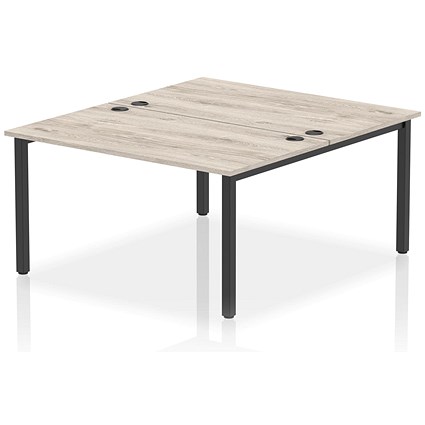 Impulse Bench B2B 2 Person 1400 Black Frame Office Bench Desk Grey Oak
