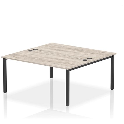 Impulse Bench B2B 2 Person 1600 Black Frame Office Bench Desk Grey Oak