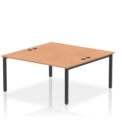 Impulse Bench B2B 2 Person 1600 Black Frame Office Bench Desk Oak