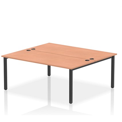 Impulse Bench B2B 2 Person 1800 Black Frame Office Bench Desk Beech