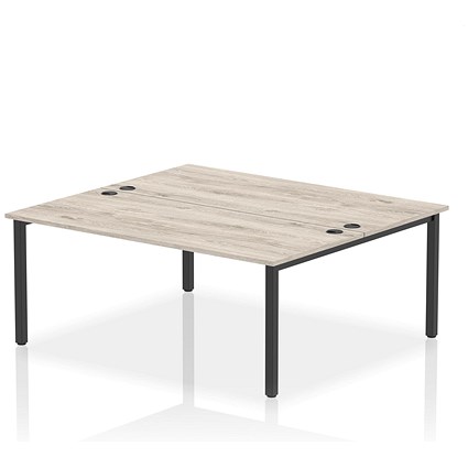 Impulse Bench B2B 2 Person 1800 Black Frame Office Bench Desk Grey Oak