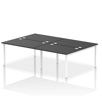 Impulse Bench B2B 4 Person 1200 White Frame Office Bench Desk Black
