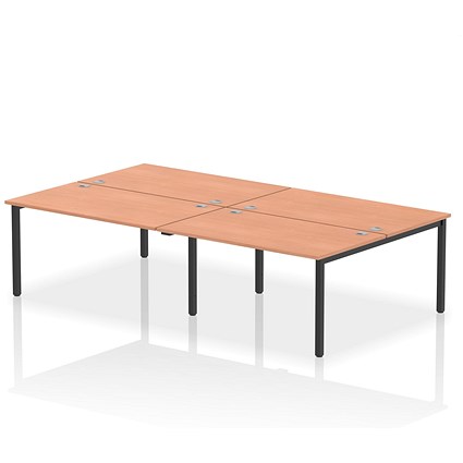 Impulse Bench B2B 4 Person 1400 Black Frame Office Bench Desk Beech