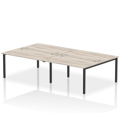 Impulse Bench B2B 4 Person 1400 Black Frame Office Bench Desk Grey Oak