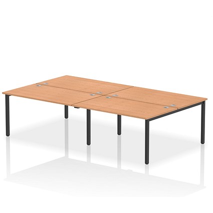 Impulse Bench B2B 4 Person 1400 Black Frame Office Bench Desk Oak
