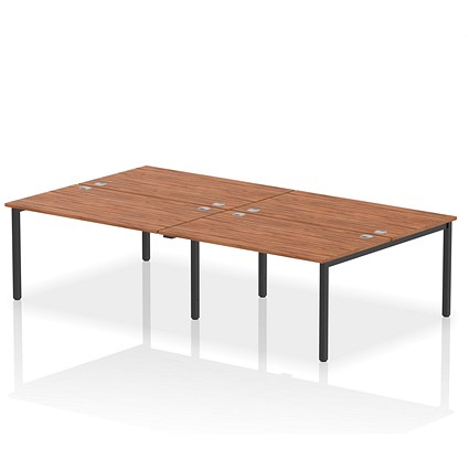 Impulse Bench B2B 4 Person 1400 Black Frame Office Bench Desk Walnut
