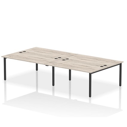 Impulse Bench B2B 4 Person 1600 Black Frame Office Bench Desk Grey Oak