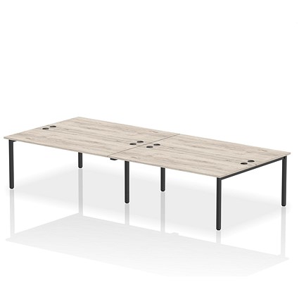 Impulse Bench B2B 4 Person 1800 Black Frame Office Bench Desk Grey Oak