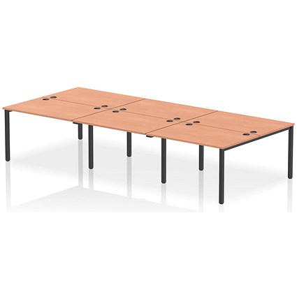 Impulse Bench B2B 6 Person 1200 Black Frame Office Bench Desk Beech