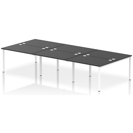 Impulse Bench B2B 6 Person 1200 White Frame Office Bench Desk Black
