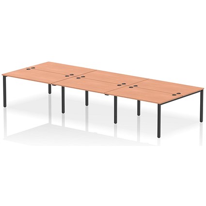 Impulse Bench B2B 6 Person 1400 Black Frame Office Bench Desk Beech