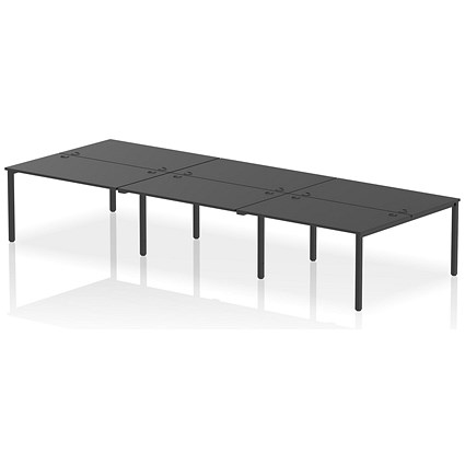 Impulse Bench B2B 6 Person 1400 Black Frame Office Bench Desk Black