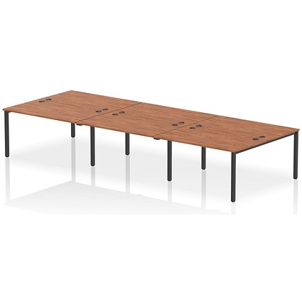 Impulse Bench B2B 6 Person 1400 Black Frame Office Bench Desk Walnut