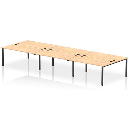 Impulse Bench B2B 6 Person 1600 Black Frame Office Bench Desk Maple