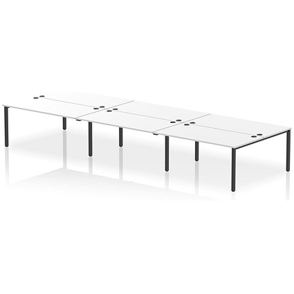 Impulse Bench B2B 6 Person 1600 Black Frame Office Bench Desk White