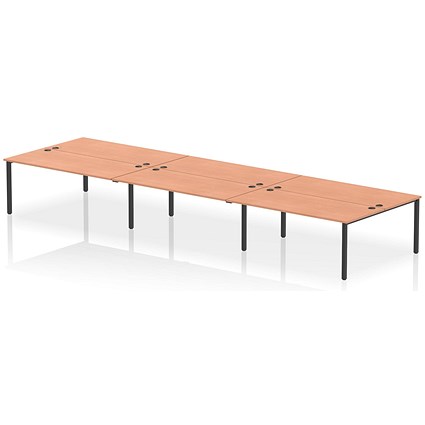 Impulse Bench B2B 6 Person 1800 Black Frame Office Bench Desk Beech