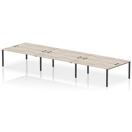 Impulse Bench B2B 6 Person 1800 Black Frame Office Bench Desk Grey Oak