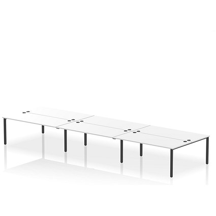 Impulse Bench B2B 6 Person 1800 Black Frame Office Bench Desk White