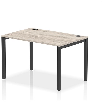 Impulse Bench Single Row 1200 Black Frame Office Bench Desk Grey Oak