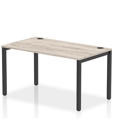 Impulse Bench Single Row 1400 Black Frame Office Bench Desk Grey Oak