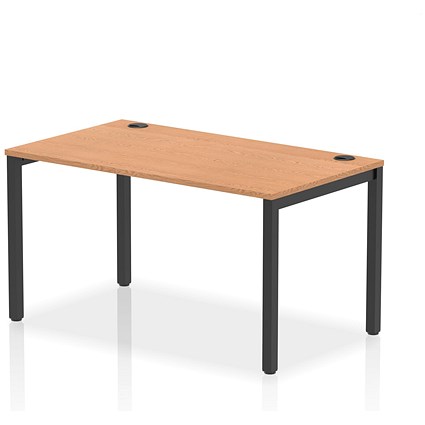 Impulse Bench Single Row 1400 Black Frame Office Bench Desk Oak