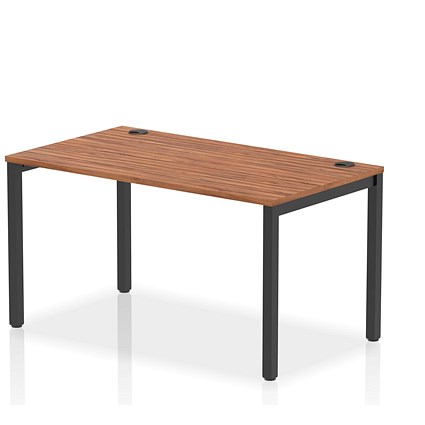 Impulse Bench Single Row 1400 Black Frame Office Bench Desk Walnut