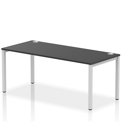 Impulse Bench Single Row 1800 Silver Frame Office Bench Desk Black