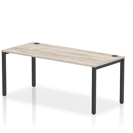 Impulse Bench Single Row 1800 Black Frame Office Bench Desk Grey Oak