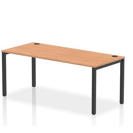 Impulse Bench Single Row 1800 Black Frame Office Bench Desk Oak