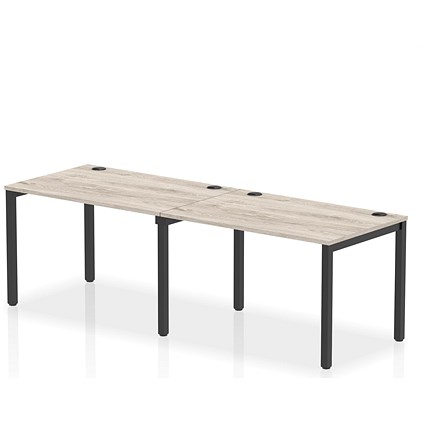 Impulse Bench Single Row 2 Person 1200 Black Frame Office Bench Desk Grey Oak