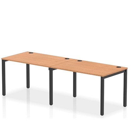 Impulse Bench Single Row 2 Person 1200 Black Frame Office Bench Desk Oak
