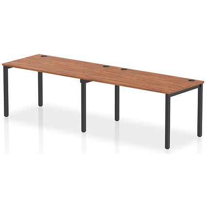 Impulse Bench Single Row 2 Person 1400 Black Frame Office Bench Desk Walnut