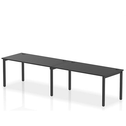 Impulse Bench Single Row 2 Person 1600 Black Frame Office Bench Desk Black