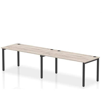 Impulse Bench Single Row 2 Person 1600 Black Frame Office Bench Desk Grey Oak