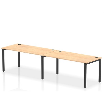 Impulse Bench Single Row 2 Person 1600 Black Frame Office Bench Desk Maple