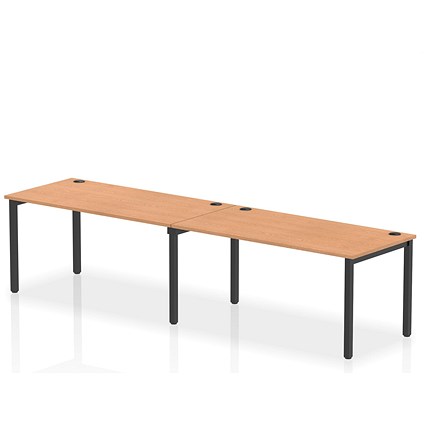 Impulse Bench Single Row 2 Person 1600 Black Frame Office Bench Desk Oak