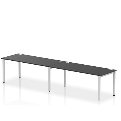 Impulse Bench Single Row 2 Person 1800 Silver Frame Office Bench Desk Black