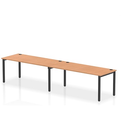 Impulse Bench Single Row 2 Person 1800 Black Frame Office Bench Desk Oak