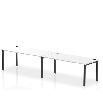 Impulse Bench Single Row 2 Person 1800 Black Frame Office Bench Desk White