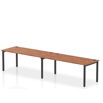 Impulse Bench Single Row 2 Person 1800 Black Frame Office Bench Desk Walnut